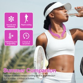 Neck Cooling Tube with Cold Insulated Bag,Reusable 18℃/64℉ Ice Neck Ring Wearable Body Cooling Products for Summer (Rose)