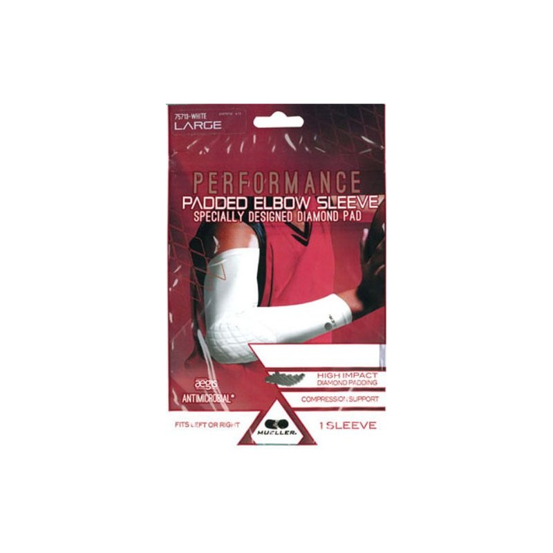Mueller Diamond Pad Elbow Sleeve (White, Large)