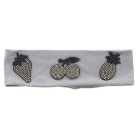 Fancy Headband Headwrap for Girls with Gem Fruit - Grey