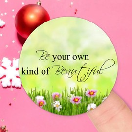 Be Your Own Kind of Beautiful Round Label Stickers 100pcs Bible Verse Quotes Saying Circle Decals for Water Bottle Luggages Laptop Computer Envelopes Seals Card Boxes 4in