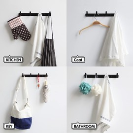 4 Hooks Matte Black Bathroom Towel Hooks Mounted Wall Adhesive Heavy Duty Farmhouse Bath Coat Stick on Rack Hat Wall Hook Sticky Black Kitchen Robe Rack Coat Hook Black 4 Hooks Rack Towel for Bathroom