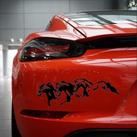 Black Running Horses Fashion Car Vehicle Self-Adhesive Sticker, Waterproof Decal Decor Bumper Stickers Exterior Accessories