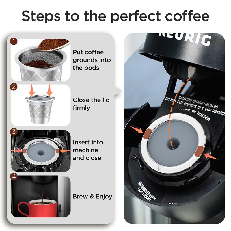Reusable k Cup Coffee Filters,Universal stainless steel Refillable k Cups