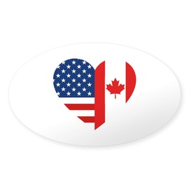 CafePress Canadian American Flag Love Oval Car Bumper Sticker