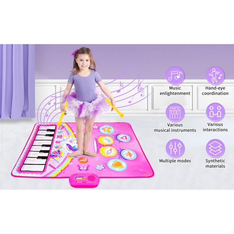 Baby Piano Mat Bright Color Pattern Educational Piano and Drum