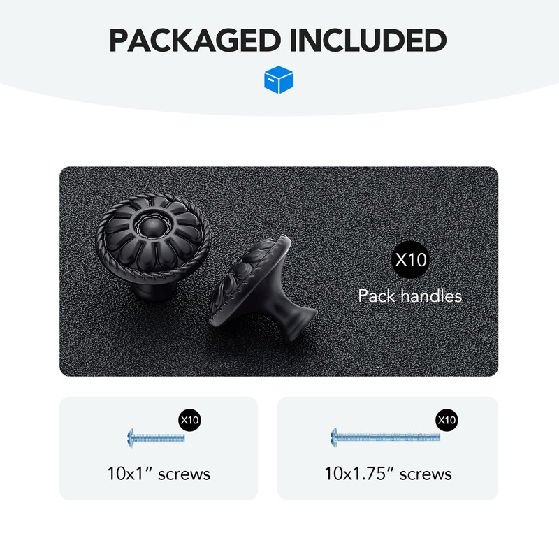HOME EDIT 10 Pack 1-1/5 Inch Kitchen Cabinet Knobs Rustic