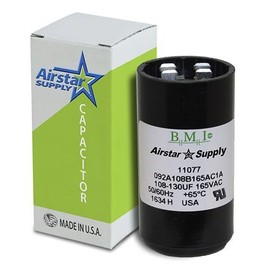 108-130 uF x 165 VAC - BMI Start Capacitor # 092A108B165AC1A - Made in The USA