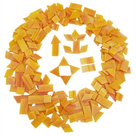 200g Stained Glass Mosaic Tiles, 230 Pieces Square Triangle Rhombus Rectangle Shape Glass Pieces for Mosaic Making Projects (Ginger)