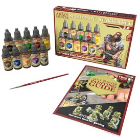 The Army Painter Speedpaint 2.0 Starter Set Combo, 10 Bottles of 18 ml Non Toxic Acrylic Contrast Paints, Perfect to Beginners Miniature Painting, 1 Free Ergodynamic Brush and 1 Basecoating Brush