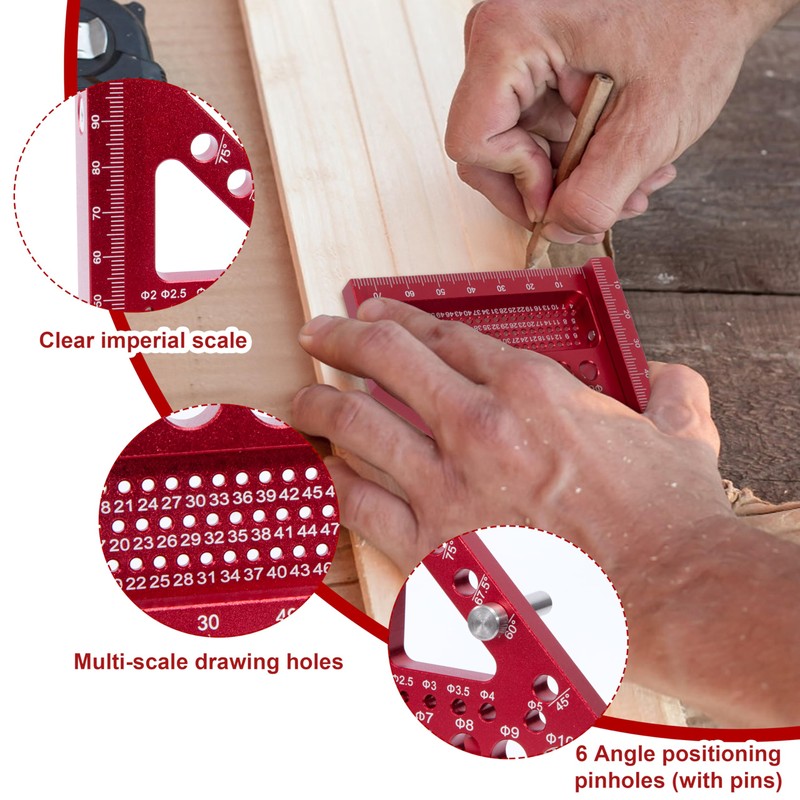 3D Mitre Square Multifunctional, Protractor Woodworking Try Square, Combination Angle