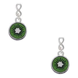 Delight Jewelry Silvertone 3-D Green Enamel Kiwi Silvertone Infinity Post Earrings