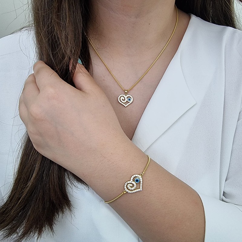 Blingoz 925 Sterling Silver Evil Eye Necklace, Evil Eye Bracelet,