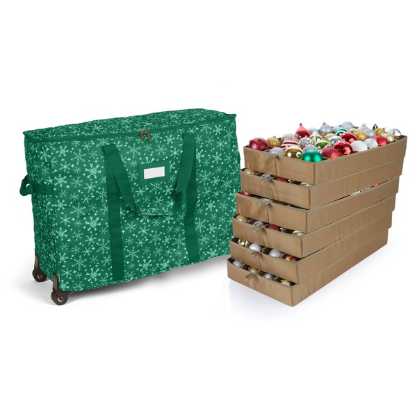 Covermates Keepsakes Rolling Adjustable Ornament Storage Bag - Carrying Handles,