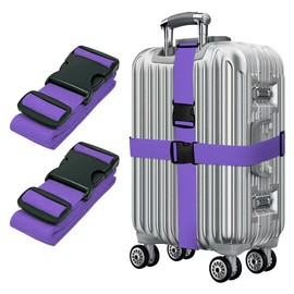 Purple Suitcase Strap 195 cm Luggage Strap Long Suitcase Luggage Straps Suitcase Strap with Click Closure Suitcase Straps Set of 2 Adjustable Suitcase Luggage Straps Luggage Strap for Suitcases
