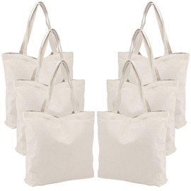 6 Packs Large Canvas Tote Bags, Segarty 20X15 Inch Reusable Grocery Bags, Heavy Duty Shopping Bags with Bottom Gusset, Natural White Blank Cloth Shoulder Bags Perfect for DIY Crafting Decorating