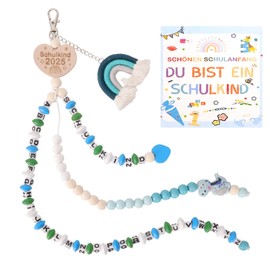Zidoley Schultüte Jungen, Blau Dinosaurier Rechenkette 1. Klasse Junge, Einschulung Geschenk Schulkind 2025 Junge, Rechenkette Schultüte Füllung Schulkind, Inhalt Schultüte mit Grußkarte Geschenkbox