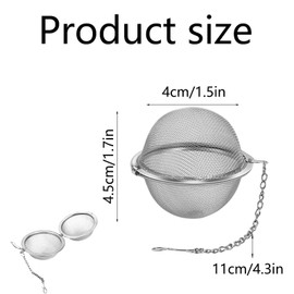 3 Stainless Steel Pieces Mesh Tea Ball Infuser，Tea Strainer Infuser Ball Stainless Steel Mesh Tea Ball Infuser with Extended Chain Hook for Brew Loose Leaf Tea and Spices & Seasonings