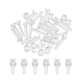 sourcing map 20Pcs M3x15mm PC Clear Cross-recessed Countersunk Screws and Hex Nuts Kit, Plastic Machine Screws Round Head Acrylic Bolts