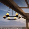 Outdoor Chandelier Solar, Hanging Candle Lantern with 7pcs Solar Powered