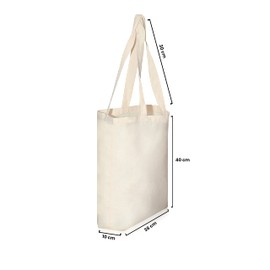 IMFAA Plain Tote Medium(40x36+60) Cm 100% Cotton Canvas Reusable Shoulder/Hand Tote Shopping Bags. (Pack-10, Natural)