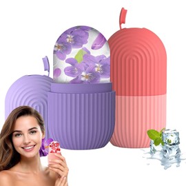 SOZOMO 2Piezas Rodillo de Hielo para la Cara, Molde de Hielo para Cara, Molde de Hielo de Silicona Reutilizable Herramientasde Cuidado para Masaje Facial de Ilumina la Piel para Belleza Facial