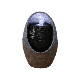 Hi-Line Gift Ltd. BUBBLING Tabletop Fountain with Cool White LED Lights,Gray