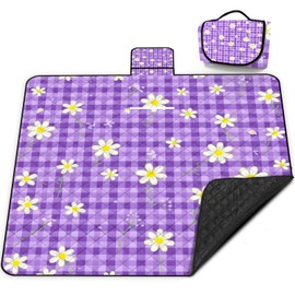 Extra Large Picnic Blanket Waterproof,80"x 80"Foldable Machine Washable Beach Blanket,Outdoor Blanket for 6-8 Adults,Suitable for Indoor Crawling,Park Beach,Camping,Hiking,Family Travel(Purple)