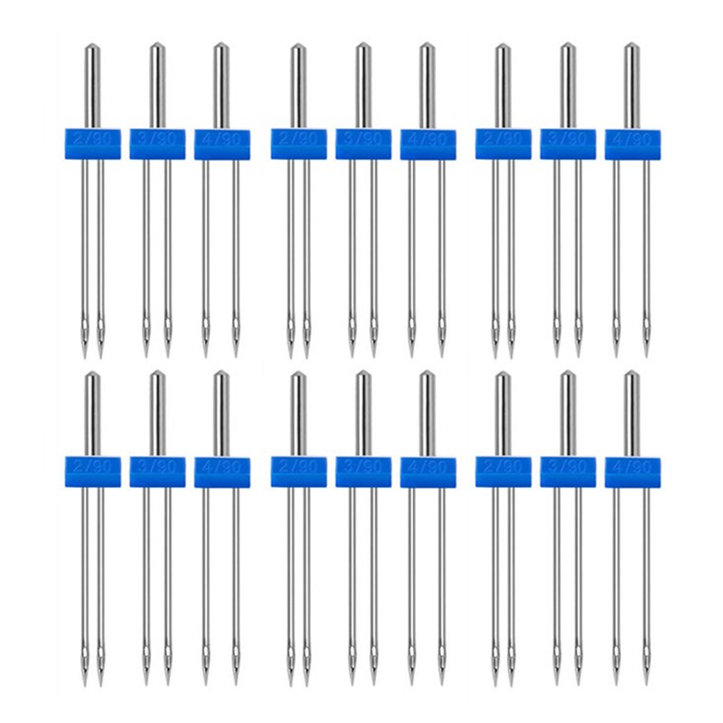 18pcs Sewing Machine Double Needle with Plastic Box Threader Simple