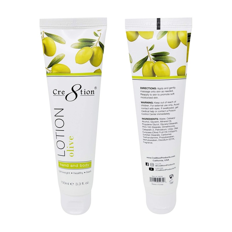 Cre8tion Premium Hand and Body Lotion, Made in Korea (Olive)