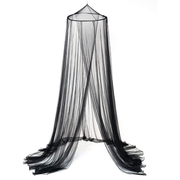 Round Hoop Bed Canopy Netting Mosquito Net Fit Crib, Twin, Full, Queen, King (Black)