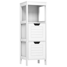 Tangkula Bathroom Floor Cabinet, Multifunctional Wooden Storage Cabinet with 2 Adjustable Drawers, Sturdy Side Cabinet for Home Office Living Room Bathroom Bedroom (White)