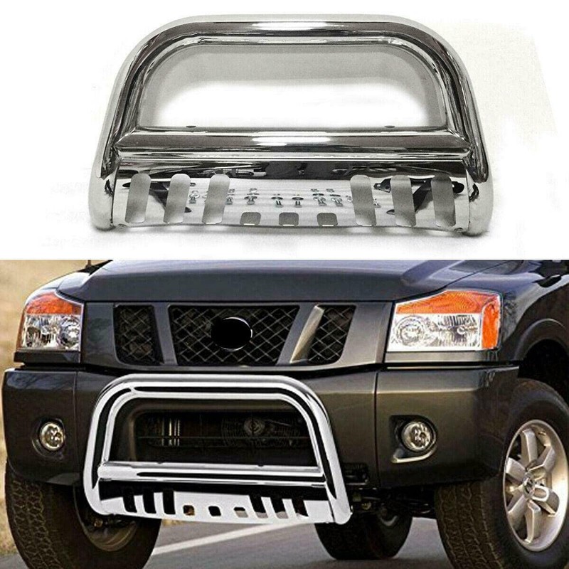 MOTORHOT Stainless Steel Front Bumper Bull Bar Grille Guard Compatible