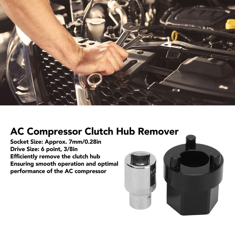 AC Compressor Clutch Hub Remover with 7mm Socket 3/8in Drive