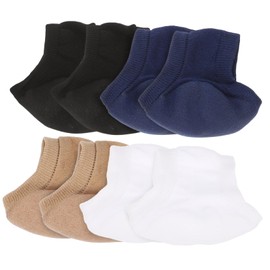 BIUDECO 4pairs Breathable Gel Heel Socks for Cracked Heels Moisturizing Protectors White Skin Tone Black Blue for Foot