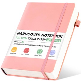 CAGIE Lined Journal Notebook, 320 Pages College Ruled Notebook, 100 Gsm Paper Thick Journal, B5 Hardcover Leather Journals for Writing Women, 7.6x10 In, Pink