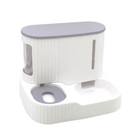 Junbec-Pet Automatic Cat Food Water Dispenser Gravity Pet Self Feeder Dry Food Bowl and Watering Supplies Dispenser for Indoor Small Medium Dog Puppy Kitten 2 in 1 (Grey)