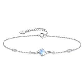 Naniwaai Women's Birthstone Bracelet, Popular, Silver, Hypoallergenic, Flashy, Bracelet, Anniversary, Mother's Day, Birthday, Adjustable Length, Bracelet, Present, Stone Silver Metal