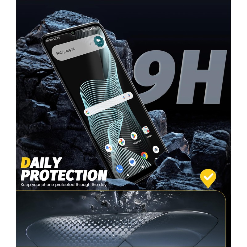 Orzero (3 Pack) Tempered Glass Screen Protector Compatible for Cricket