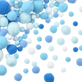 SUNNYCLUE 390Pcs Blue Pompom Balls Polyester Pom Poms Random Mixed Sizes Soft Fluffy Fuzzy Round Decorations Small Pompoms Puff Ball for DIY Arts Creative Crafts Projects Holiday Party Home Supplies