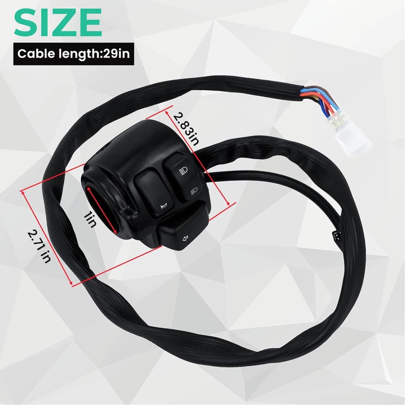 BHB Motorcycle 1" Handlebar Switches Control and Wiring Harness Compatible