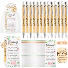 TUZELIYA 26 Sets Lucky Pen Gifts Wooden for Colleagues, Thank You Gift, Leaving Gift for Colleagues, Teacher, Teacher, Nursery, School, Retirement