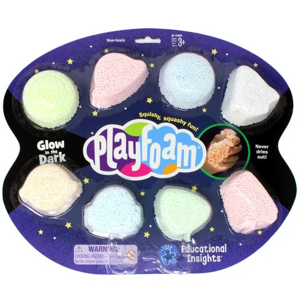 Educational Insights Playfoam Glow in the Dark 8-Pack | Non-Toxic, Never Dries Out | Sensory, Shaping Fun, Arts & Crafts For Kids, Great for Slime | Perfect for Ages 3 and up
