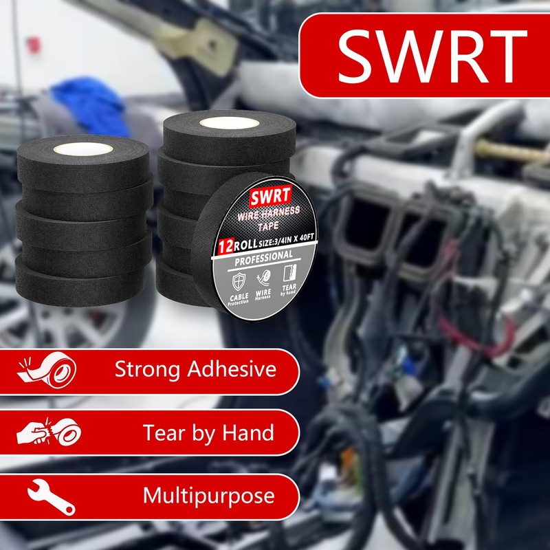 SWRT Wire Harness Tape, 3/4 Inch × 50 Feet, 12