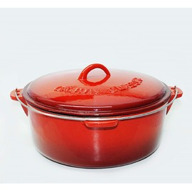 16 Qt. Red Enamel Coated Cast Iron Dutch Oven