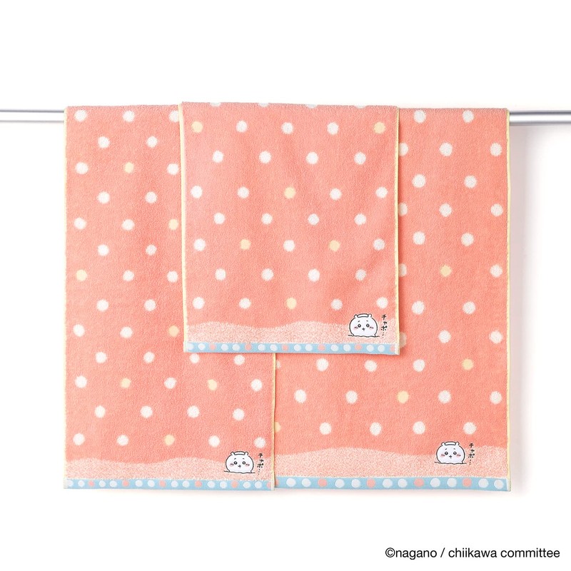 Chiikawa 41-1092130 Bath Face Towel, Pink, Pile, Cute, Approx. 13.4