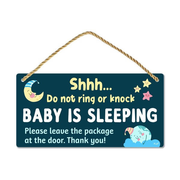 Funplus Baby Sleeping Sign for Front Door - Do Not