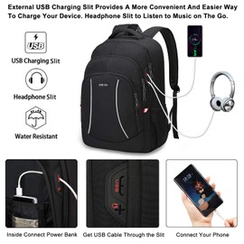 Laptop Backpack Mens Womens Lightweight Backpack Travel Backpack with Large Space Water Resistant Business Backpack 15.6 Inch Laptop Bag for Dailyuse, Work, and Travel - Black