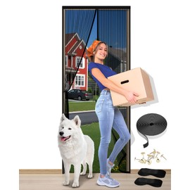 Zumghigh Magnetic Fly Screen Door 90 x 210 cm - Durable Mesh Curtain Keeps Bugs Out Frame Hook & Loop Kid and Pet Friendly Door Fly Screen Curtain Fly Curtains for Doors Fly Screens for Doors