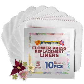 Microfleur - Regular White Liners for Microwave Flower Press 5" (13 cm), Floral Art Crafting Accesory, Creative DIY Handicrafts, Dry Extra Replacement Durable Cotton Paper Sheets - 10 PC (5 Pair)