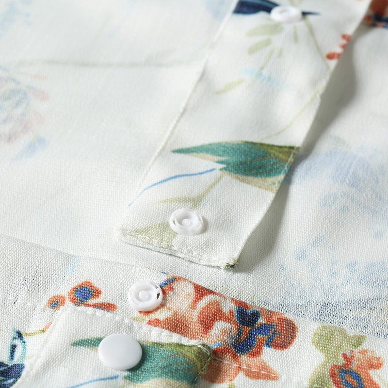 VOGOL Tie Up Blue Bird Kitchen Curtains, Floral Printed Pattern